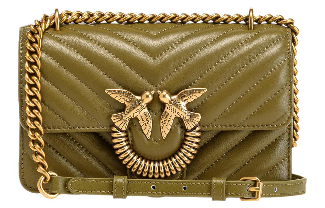 

PINKO Сумка-ласточка из коровьей кожи, мини-сумка через плечо, кроссбоди для женщин, темно-зеленый