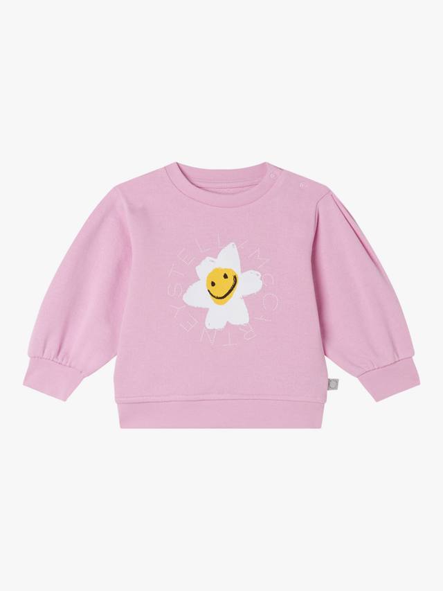 

Детская хлопковая флисовая толстовка в цветочек Stella McCartney Kids, розовый