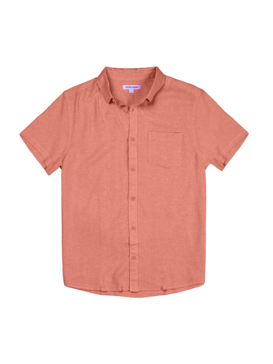 

Рубашка из смесовой льняной ткани Vintage Summer, красный