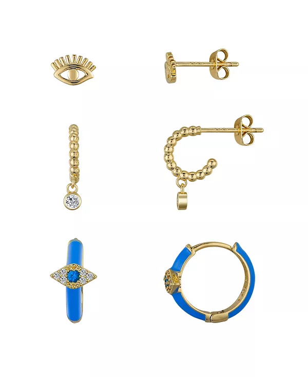 

Комплект из 6 серег с кубическим цирконием и защитой от сглаза Unwritten, gold