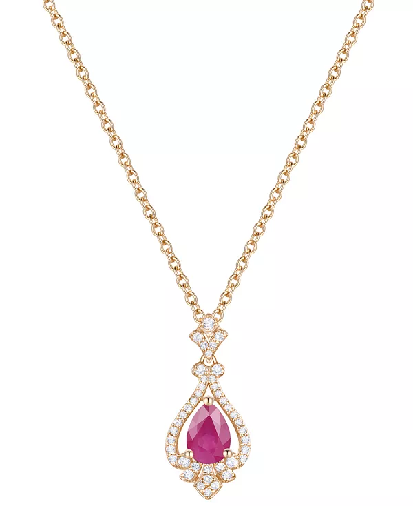 

Ожерелье с подвеской в виде грушевидного гало длиной 18 дюймов из 14-каратного золота (также с рубинами и сапфирами) с изумрудами (5/8 карата) и бриллиантами (1/5 карата) Macy'S, ruby