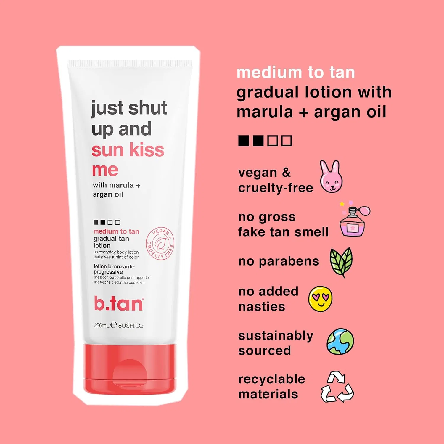 Лосьон для постепенного автозагара «Just Shut Up and Sun Kiss Me Everyday Glow Lotion» от b.tan B.Tan — фото 3