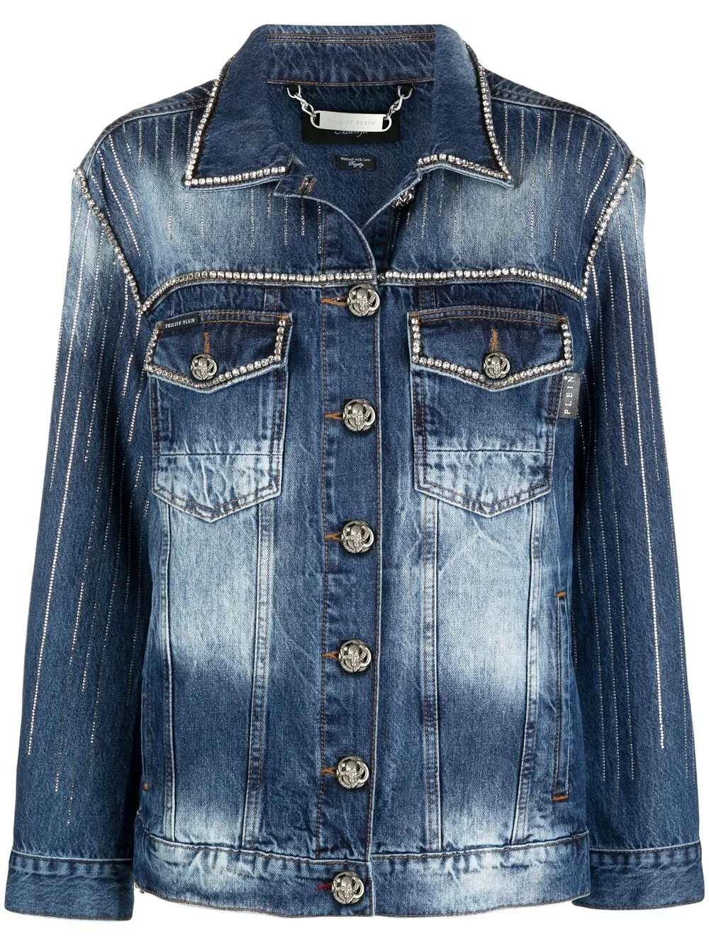 

Джинсовая куртка с кристаллами Philipp Plein, синий