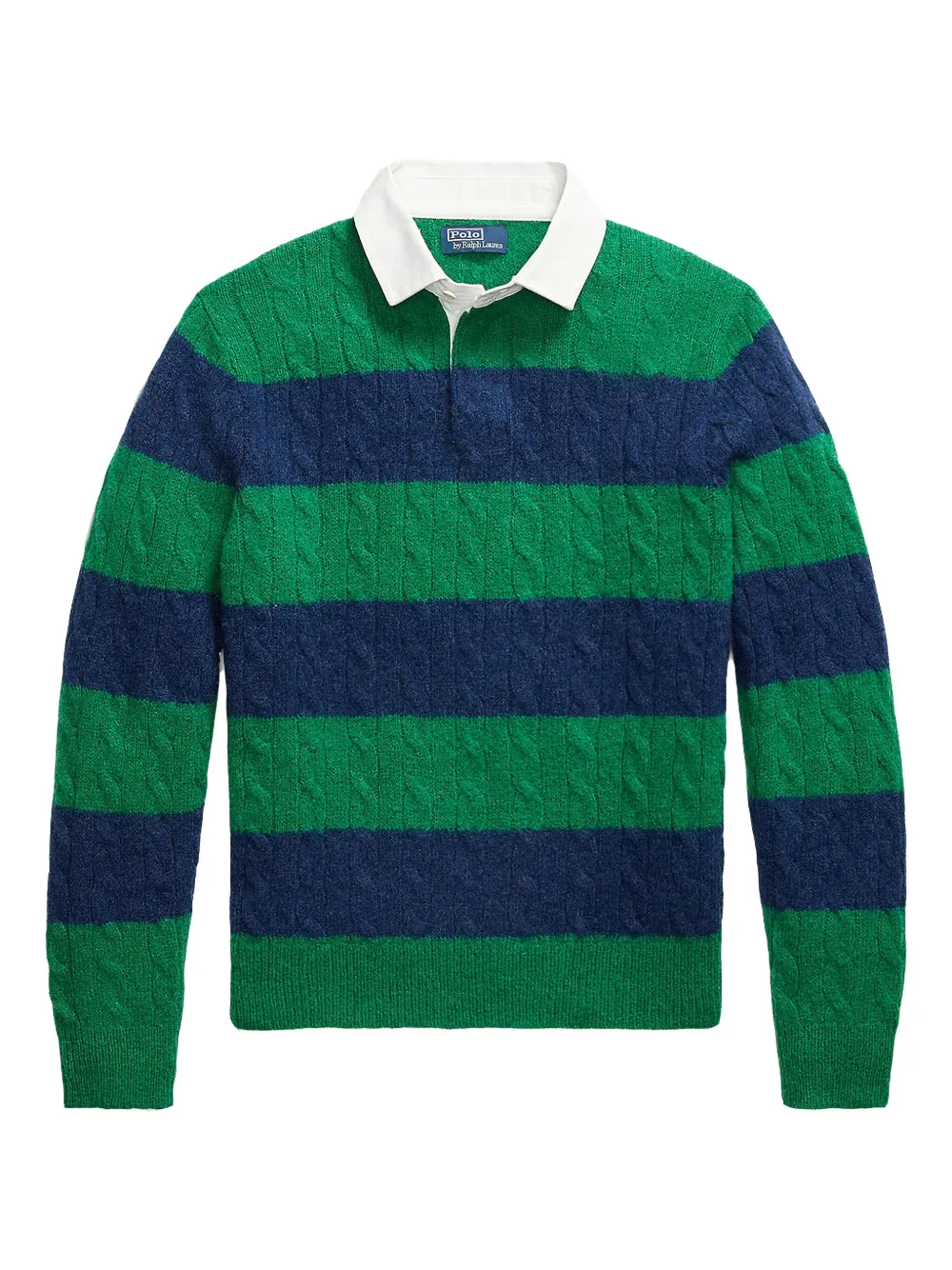 

Кабельный трикотажный поло в полоску в стиле регби Polo Ralph Lauren, зеленый