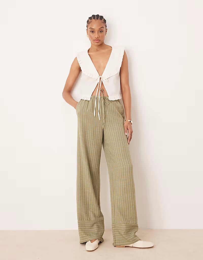 

JDY Высокие широкие брюки в зеленую полоску JDY Tall