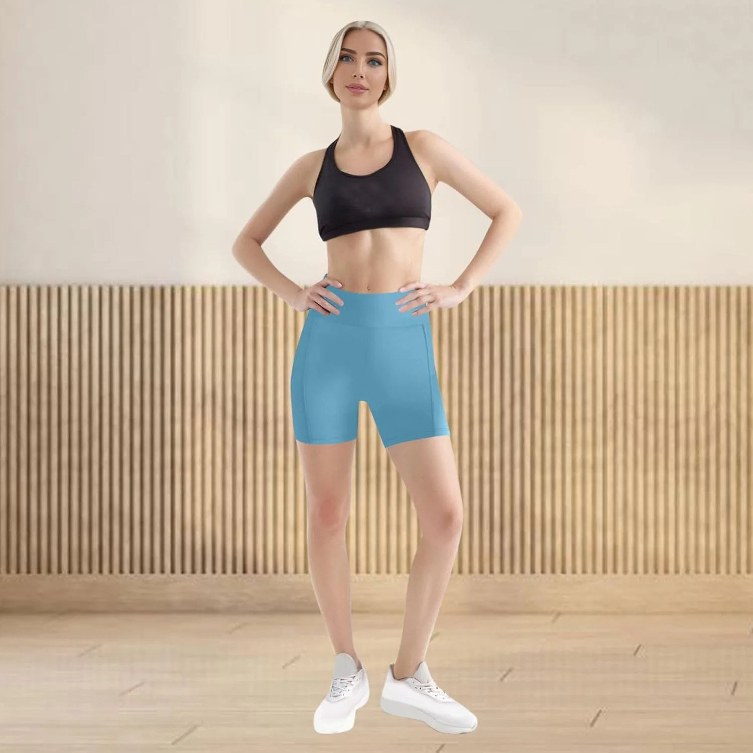 Шорты для женщин высокие Butt Scrunch, Light Royal Blue — фото 3