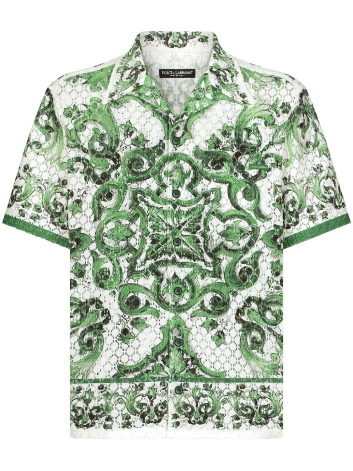 

Рубашка в технике кроше с принтом Majolica Dolce & Gabbana, зеленый