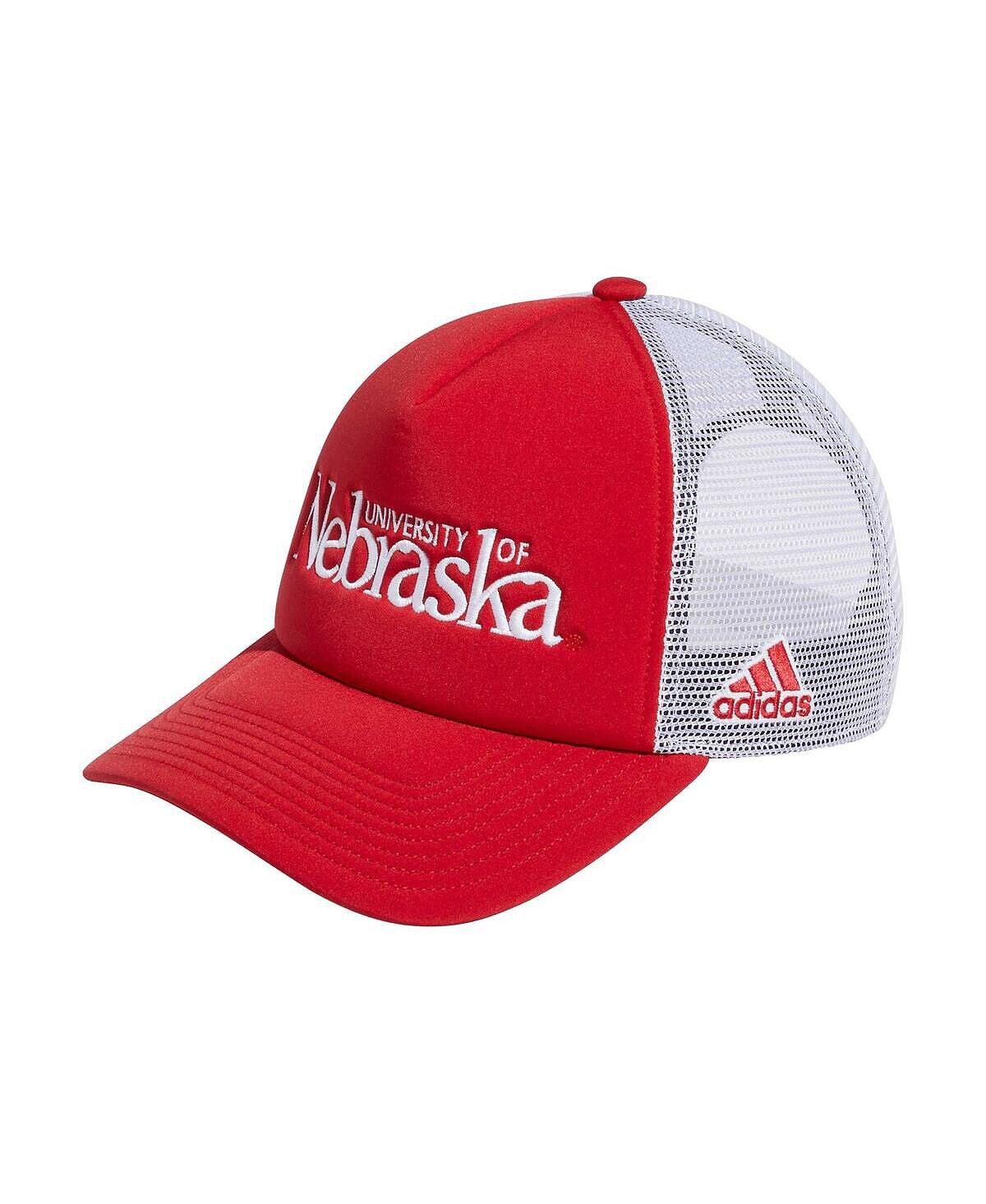 

Мужская ало-белая кепка Nebraska Huskers Foam Trucker Snapback adidas