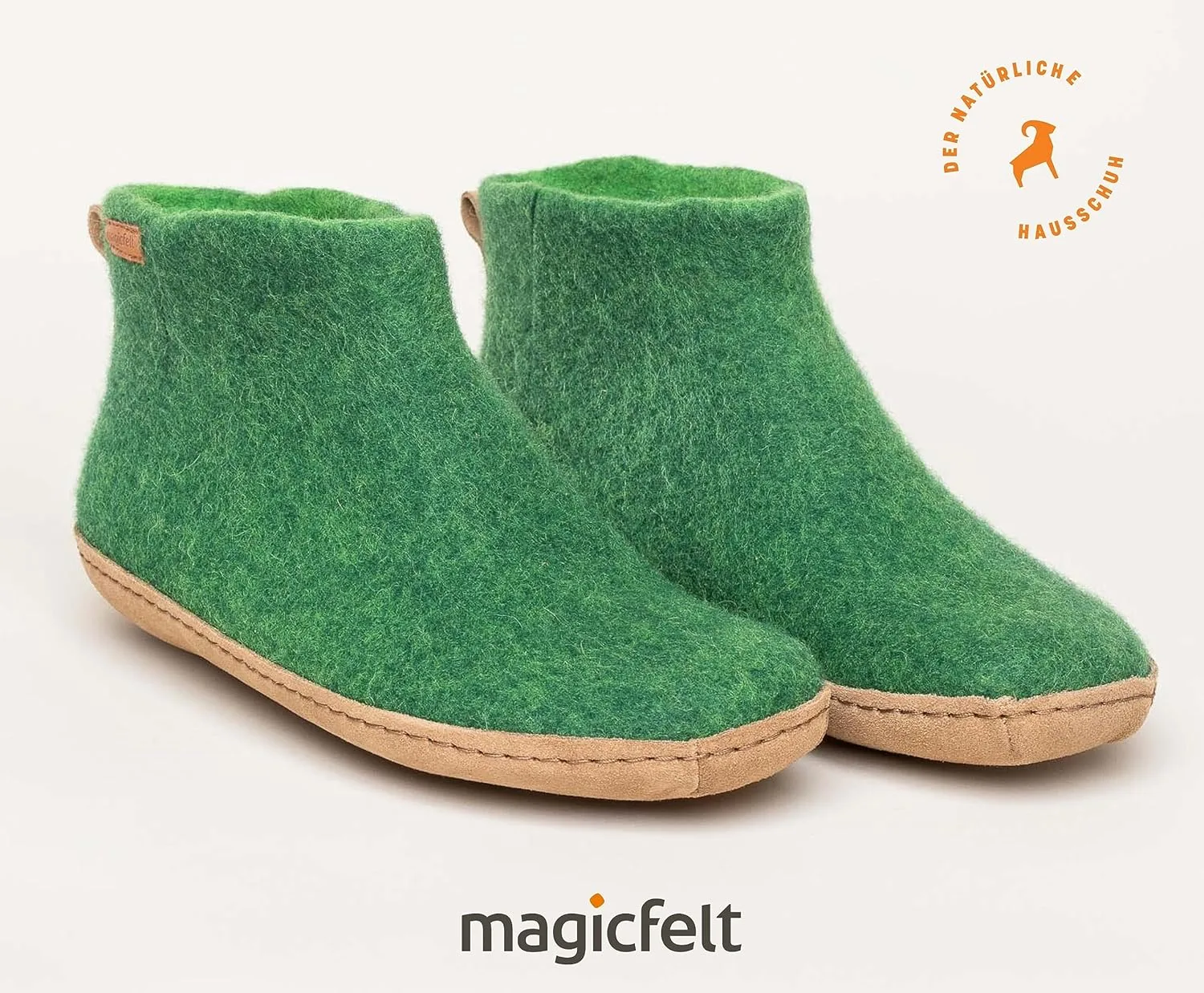 Войлочные тапочки Magicfelt Hat EO 730 из чистой мериносовой шерсти - для женщин и мужчин Туфли из шерсти на кожаном каблуке и анатомической подставке, цвет Jungle — фото 4