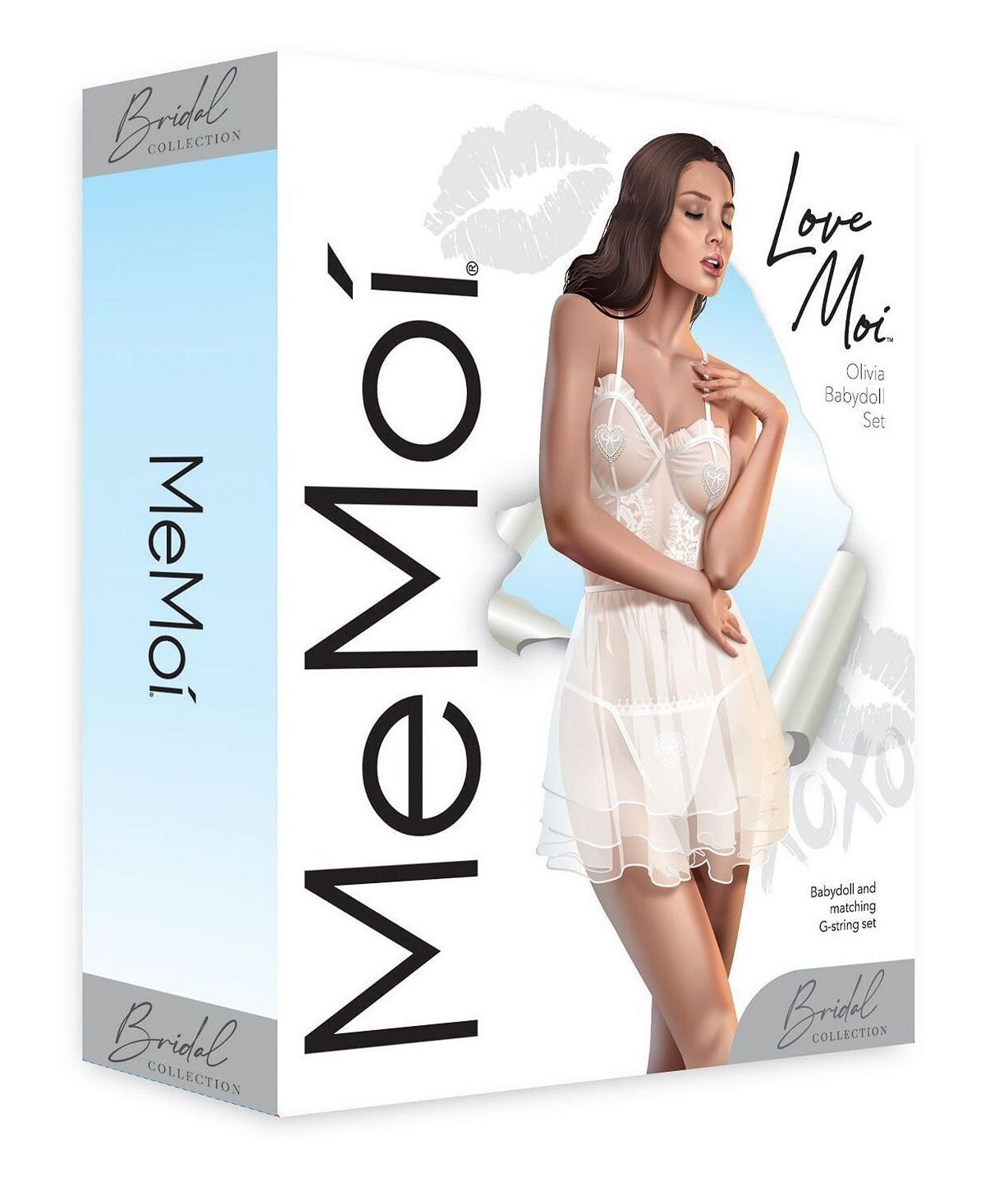 Женский сетчатый комплект нижнего белья Babydoll Olivia из 2 предметов MeMoi, белый — фото 3