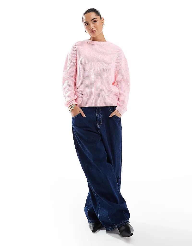 

Джемпер с круглым вырезом, розовый ASOS DESIGN