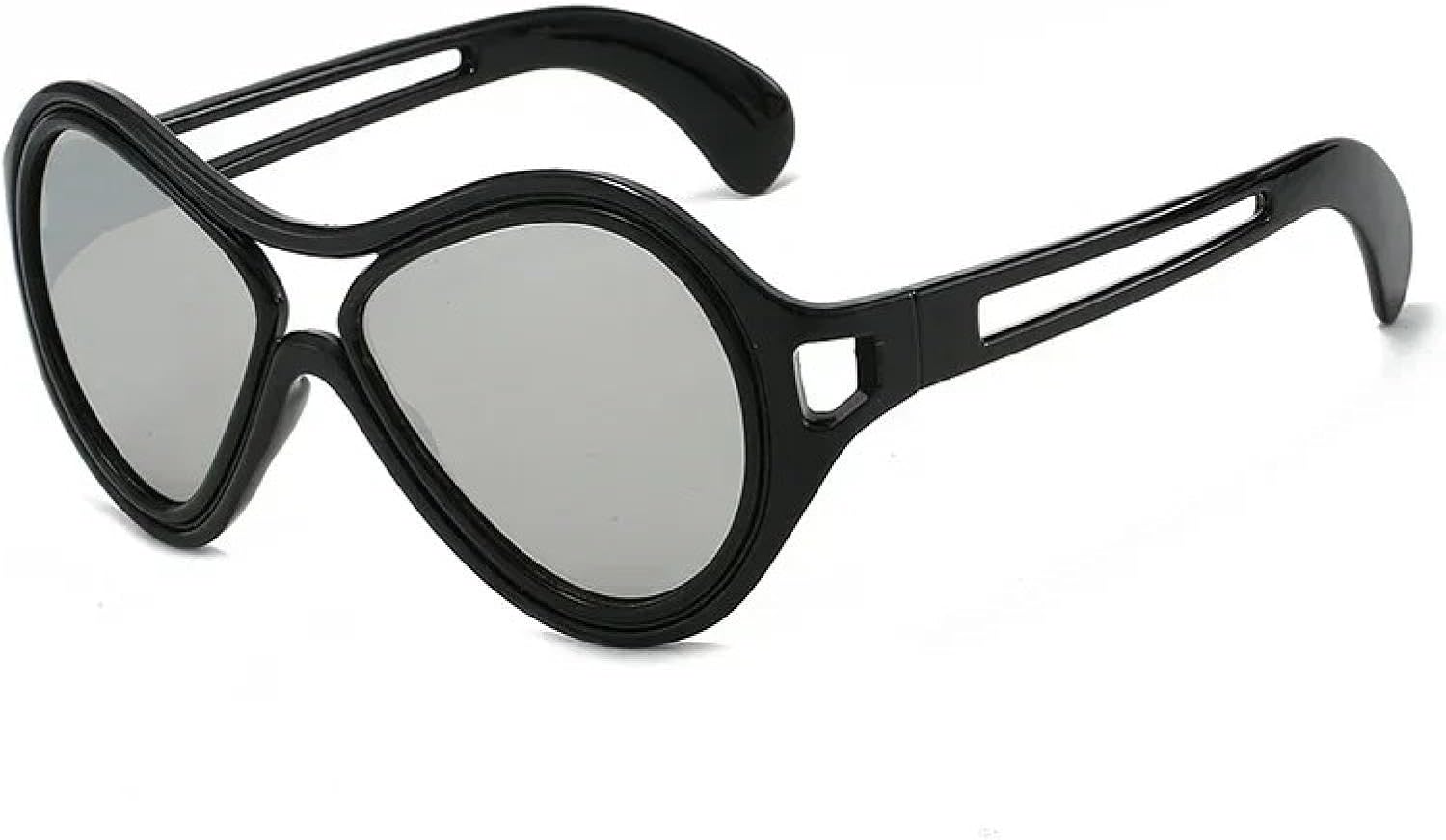 

Модные мужские солнцезащитные очки с двойной перемычкой, ретро-стиль, розовые зеркальные линзы, защита от УФ-излучения UV400; женские модные очки с уникальной полой оправой TVTBBVV, Black Silver