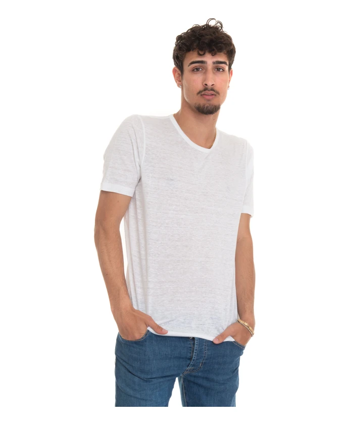 

Льняная футболка с короткими рукавами и круглым вырезом. Gran Sasso, белый