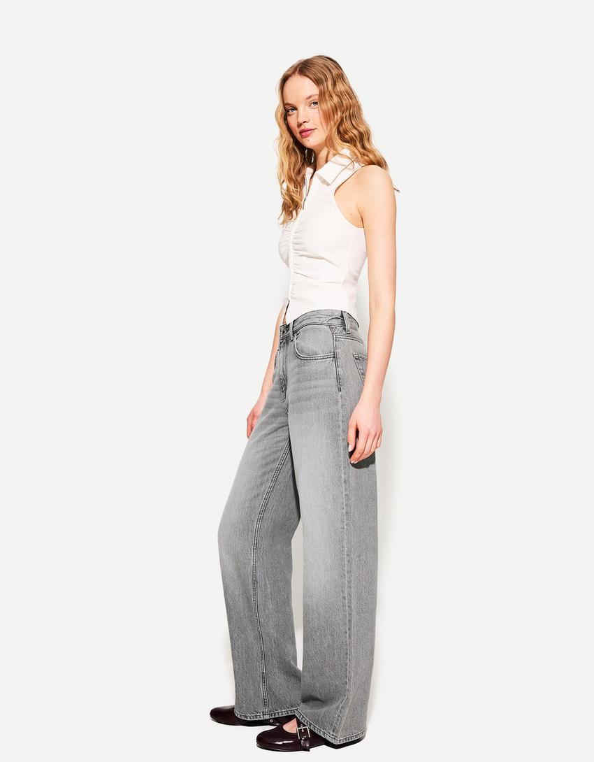 

Широкие джинсы 90-х годов Bershka, серый