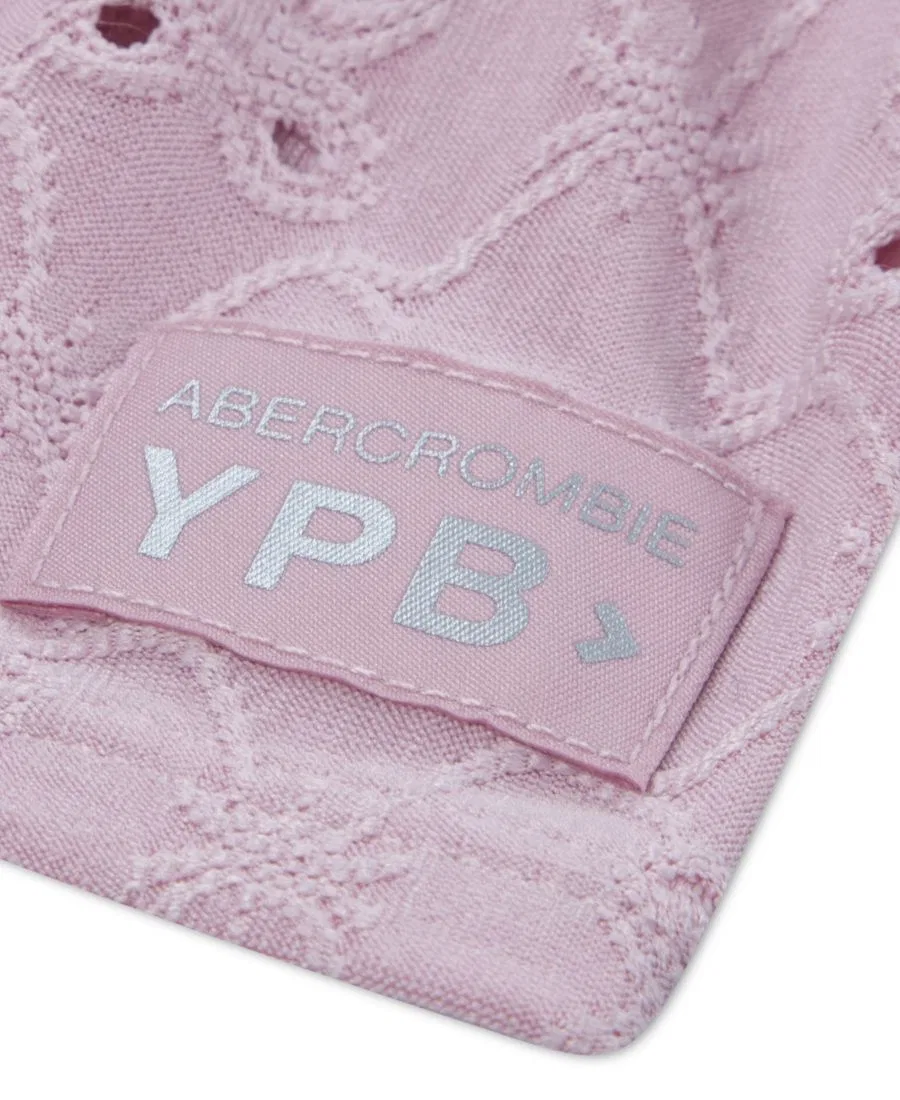 Детское мини-платье YPB с перфорацией на одно плечо Abercrombie Kids, розовый — фото 3