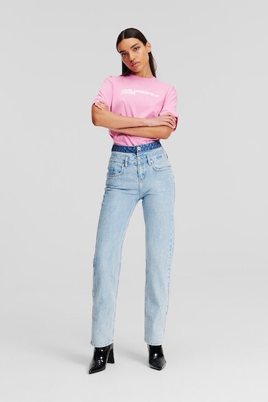 

Прямые джинсы с высокой талией KARL LAGERFELD JEANS, светло-голубой