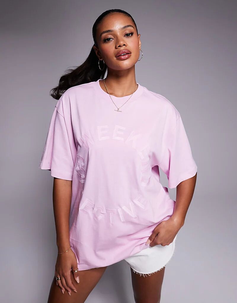 

Футболка Weekend Collective с круговой графикой розового цвета Asos Weekend Collective