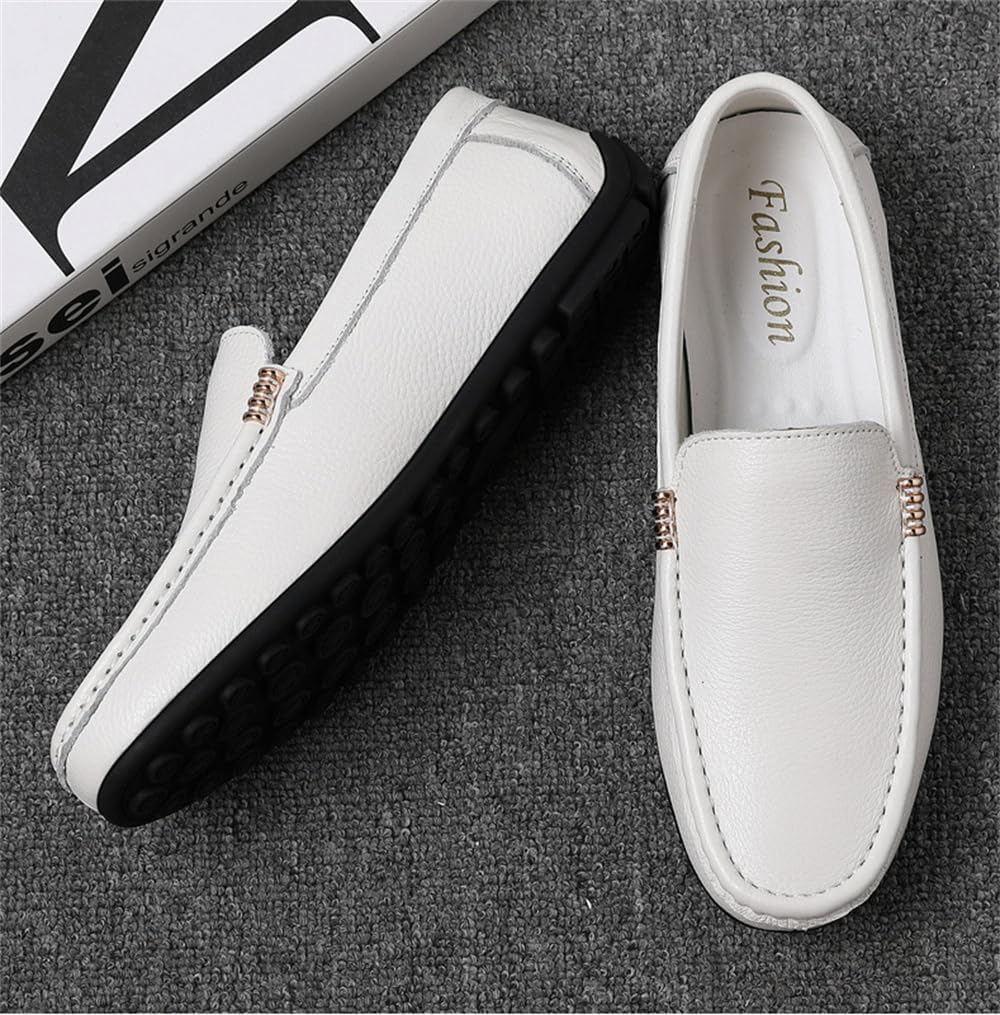 Мужские мокасины Abborora Penny Loafers для вождения, повседневная офисная обувь без шнурков, белый — фото 3