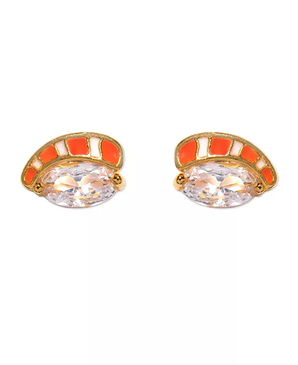 

Серьги-Нигири с лососевым принтом, покрытые кристаллами и золотом Girls Crew, gold