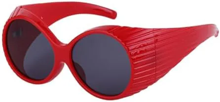 

Большие круглые солнцезащитные очки для женщин, ретро-солнцезащитные очки с обтекаемой формой, модные солнцезащитные очки в крупной оправе MTZJH, C1 Red Gray