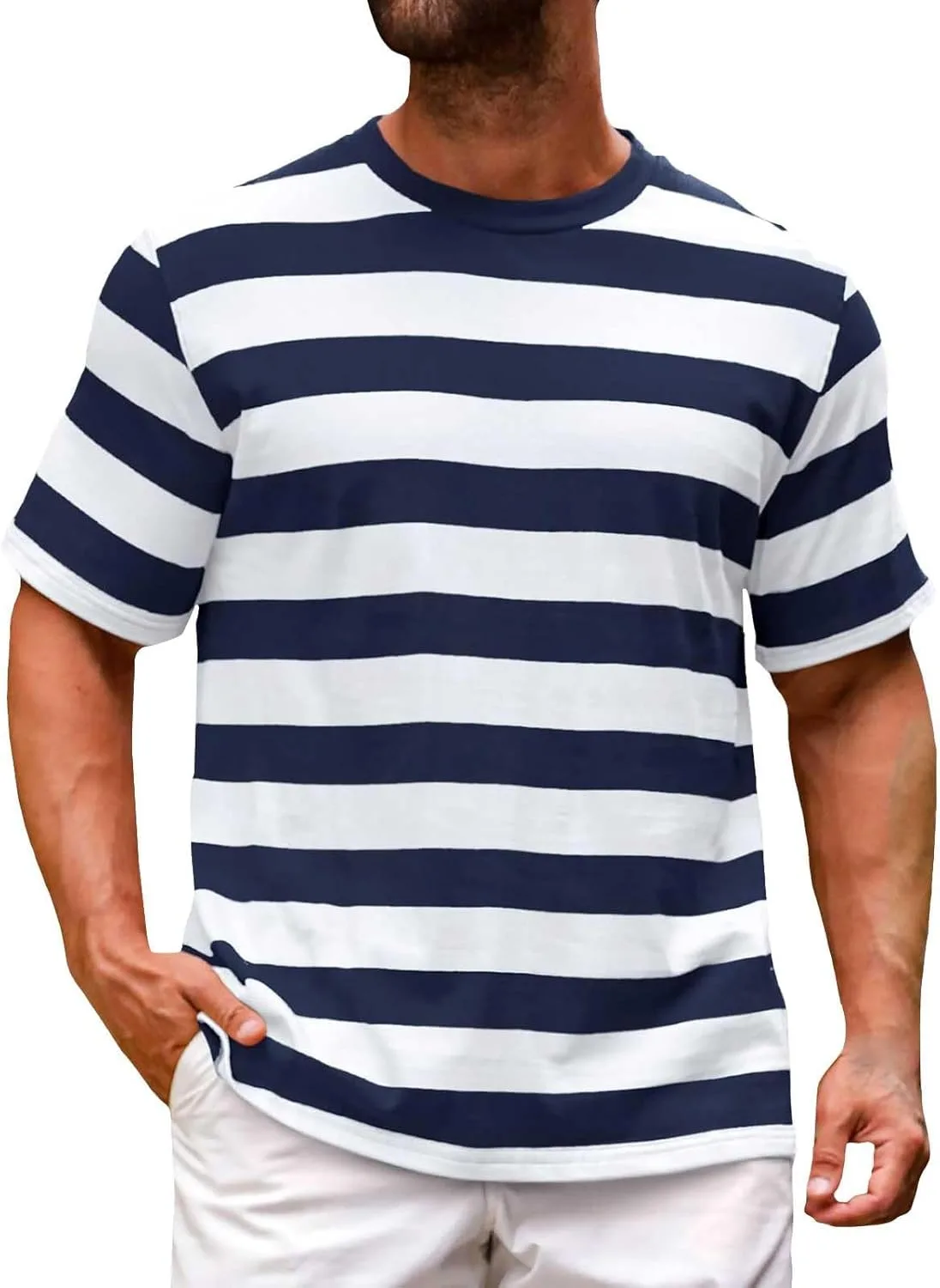 

Футболка Casual с полосками для мужчин, летняя, с коротким рукавом RSZGSWS