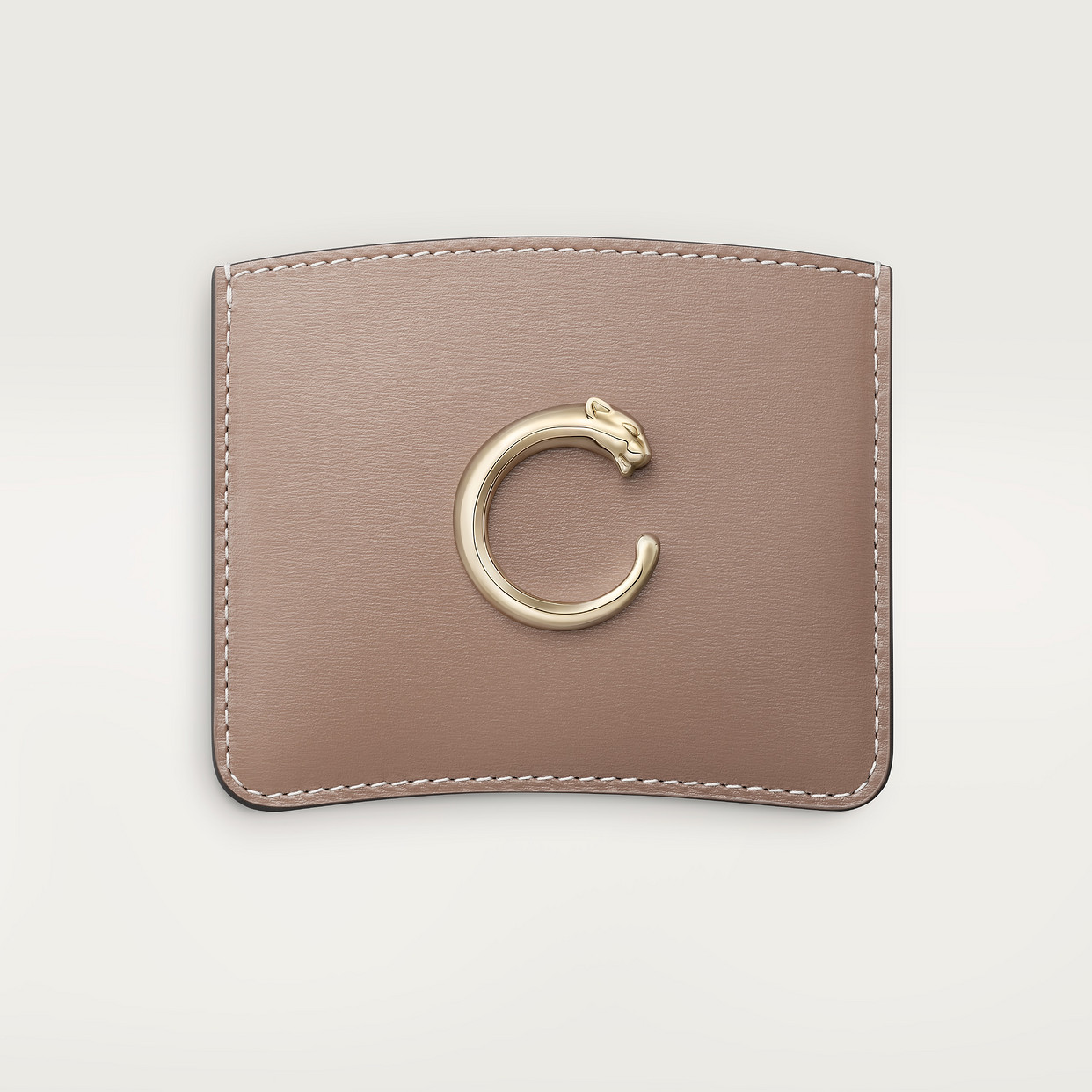 

Картхолдер Cartier Porte-cartes simple, Panthère C de Cartier, зернистая телячья кожа цвета глины