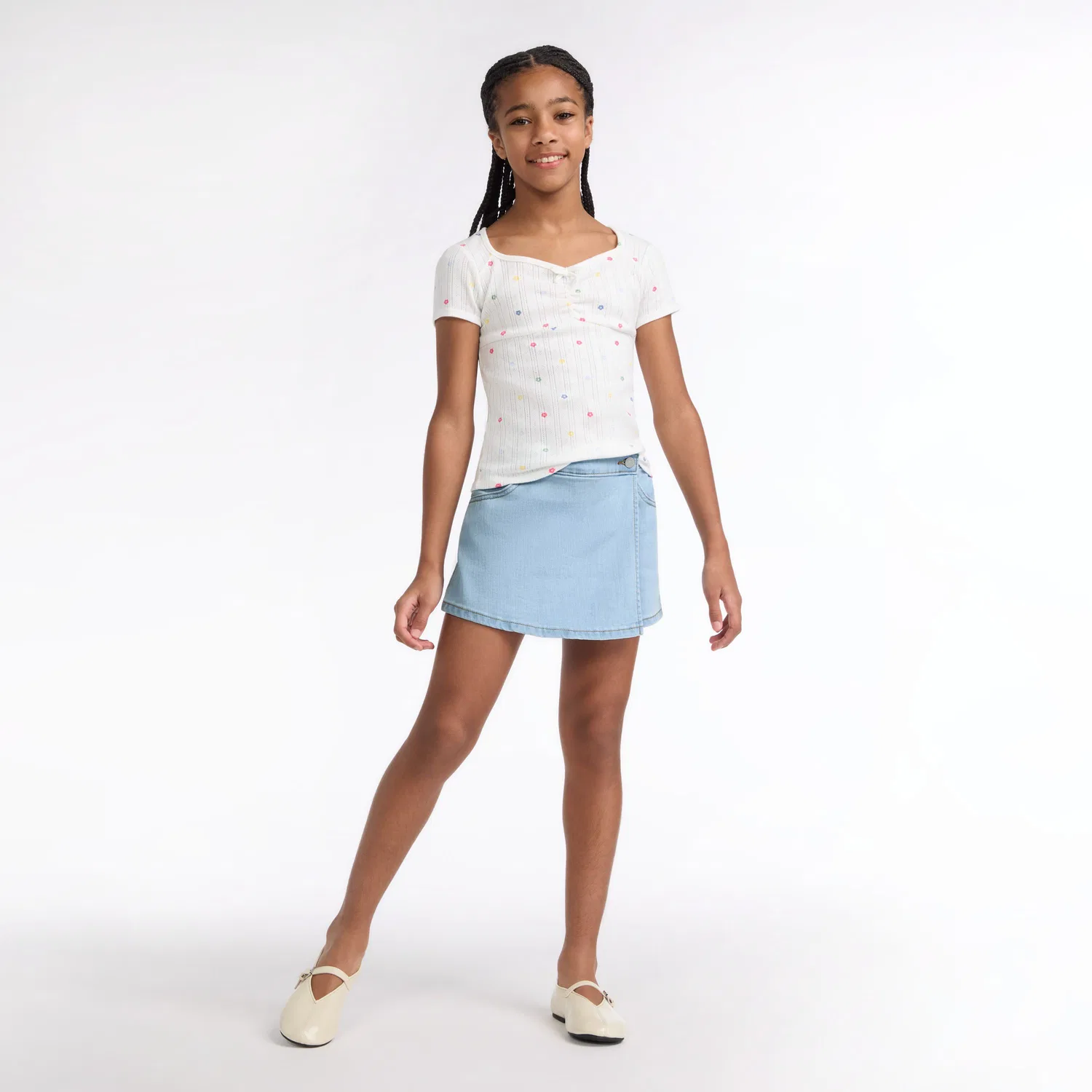 Джинсовая юбка-шорты для девочек 7-16 лет Levi's, Light Wash — фото 4