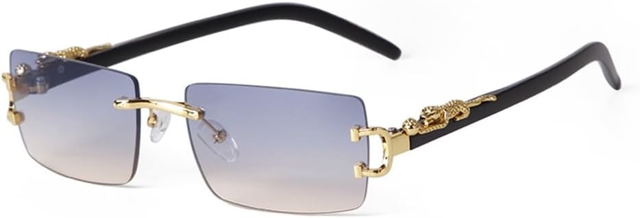 

Солнцезащитные очки без оправы, прямоугольной формы, для женщин и мужчин, в стиле ретро, ​​защита от ультрафиолета UV400, леопардовый принт, градиентные линзы generic, C6