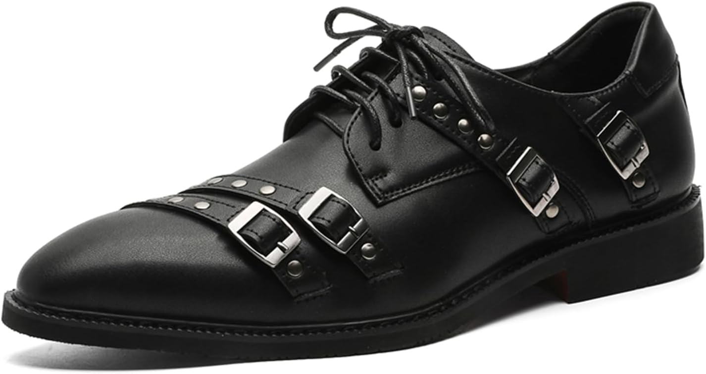 

Мужские кожаные туфли оксфорды на шнуровке, модный острый носок, плоская подошва, удобные, противоскользящие, дышащие, легкие, повседневные деловые туфли для работы, прогулок, вечеринок и вождения Qklmwes, черный