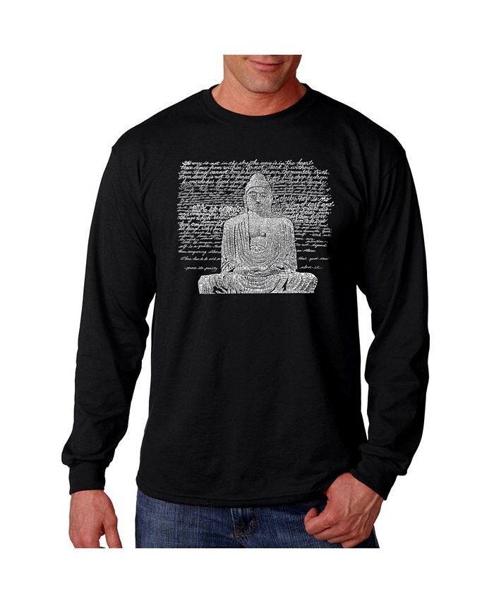 

Мужская футболка с длинным рукавом Word Art — Zen Buddha LA Pop Art, черный