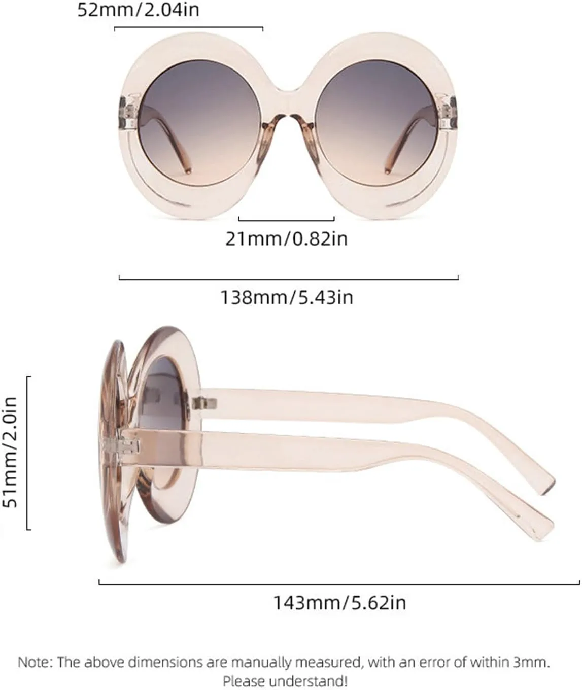 

Винтажные большие круглые солнцезащитные очки Helena для женщин, коричневый градиент, увеличенный размер, модные женские солнцезащитные очки класса люкс, S65, Leopard