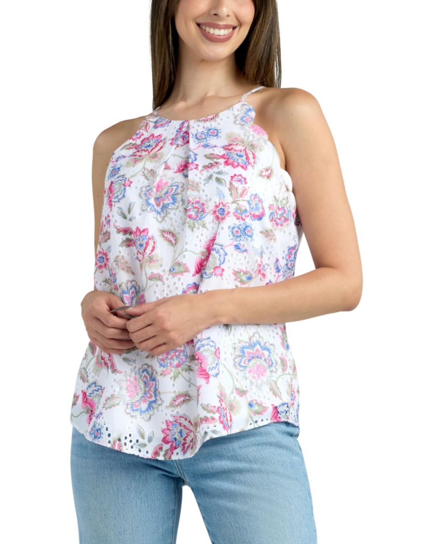 

Детский топ с принтом в стиле курортной одежды и перфорацией BCX, Pat Floral