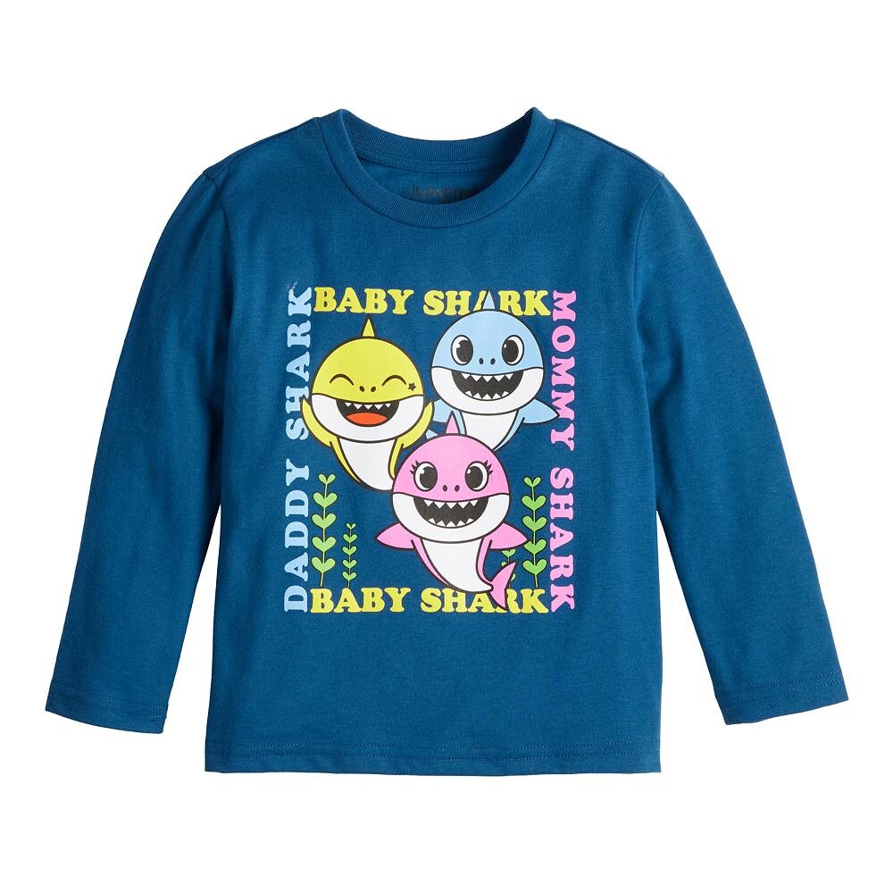 

Футболка Jumping Beans Baby Shark Family для маленьких мальчиков с рисунком и длинными рукавами, синий