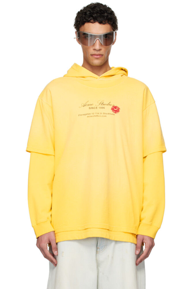

Желтая двухслойная толстовка с капюшоном Acne Studios
