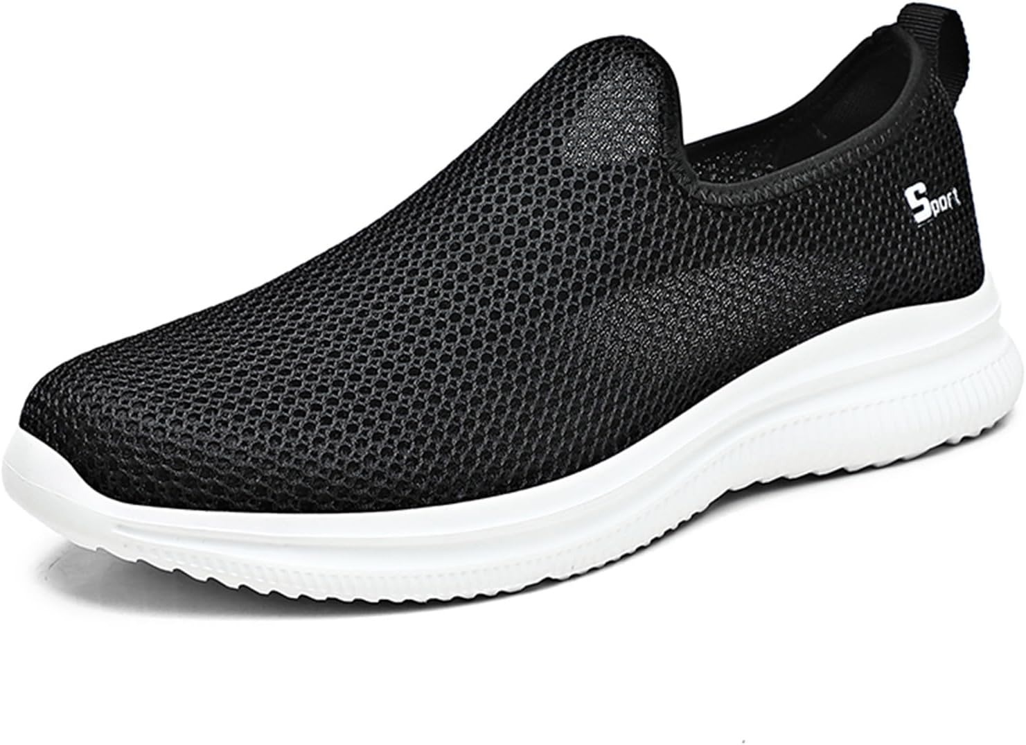 

Летние мужские слипоны, легкие удобные повседневные туфли для ходьбы, дышащие кроссовки из сетки Generic, черный