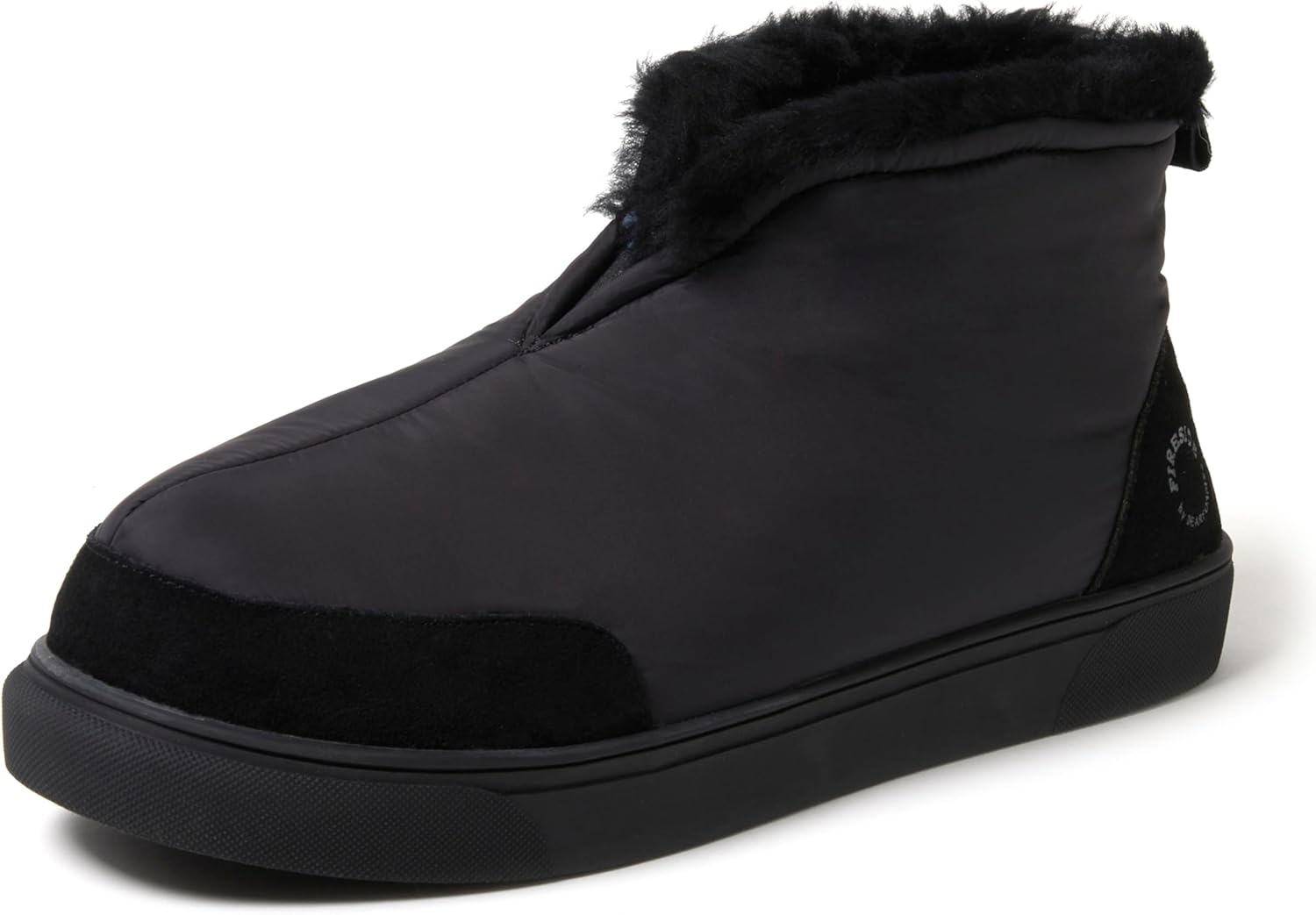 

Зимние ботинки Dearfoams для мужчин Fireside из нейлона с австралийской шерстяной подкладкой, водоотталкивающие, для отдыха после зимы, черный