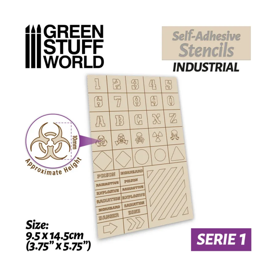 

Самоклеящиеся трафареты - промышленные, Accessories - Tape, Stencils, Adhesives, & Masking (Green Stuff World)