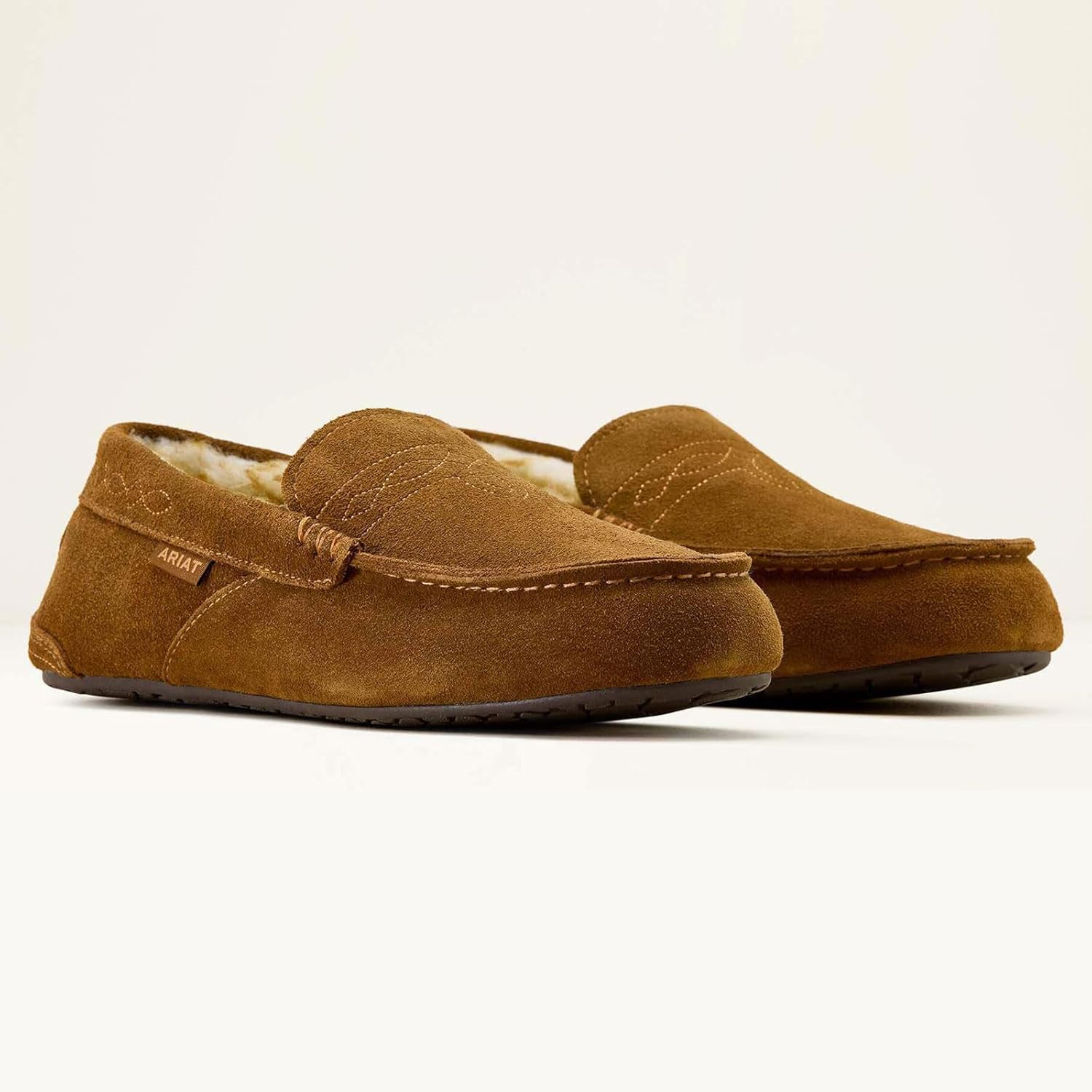 Мужские мокасины ARIAT Clayton - прочные, из натуральной замши, теплые, стильные повседневные обувь для дома и улицы с мягкой подкладкой из плюша, Tan — фото 2