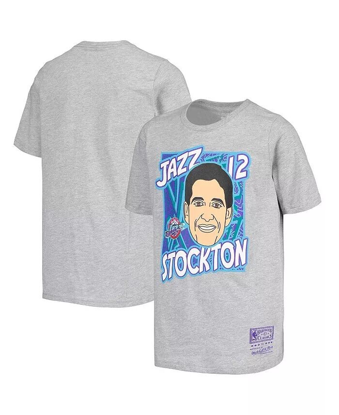 

Серая футболка Big Boys John Stockton Utah Jazz Hardwood Classics King of the Court Player Mitchell & Ness