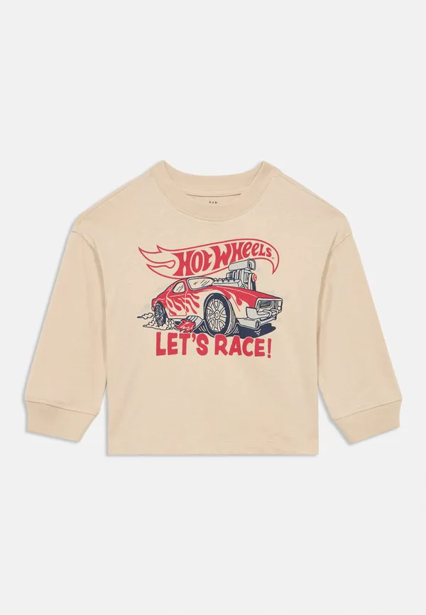 Детская футболка с длинными рукавами и принтом hot wheels. Gap, Anchorage Cream