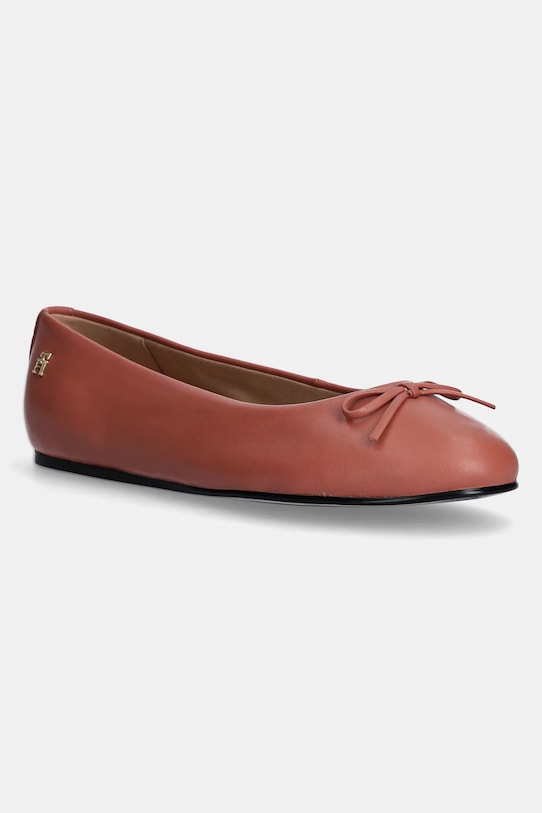 Кожаные балетки Ballerina Leather Flat Bow Tommy Hilfiger, оранжевый