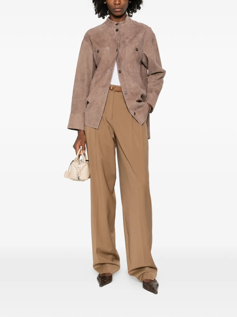 Плиссированные брюки с поясом MAX MARA, коричневый — фото 2