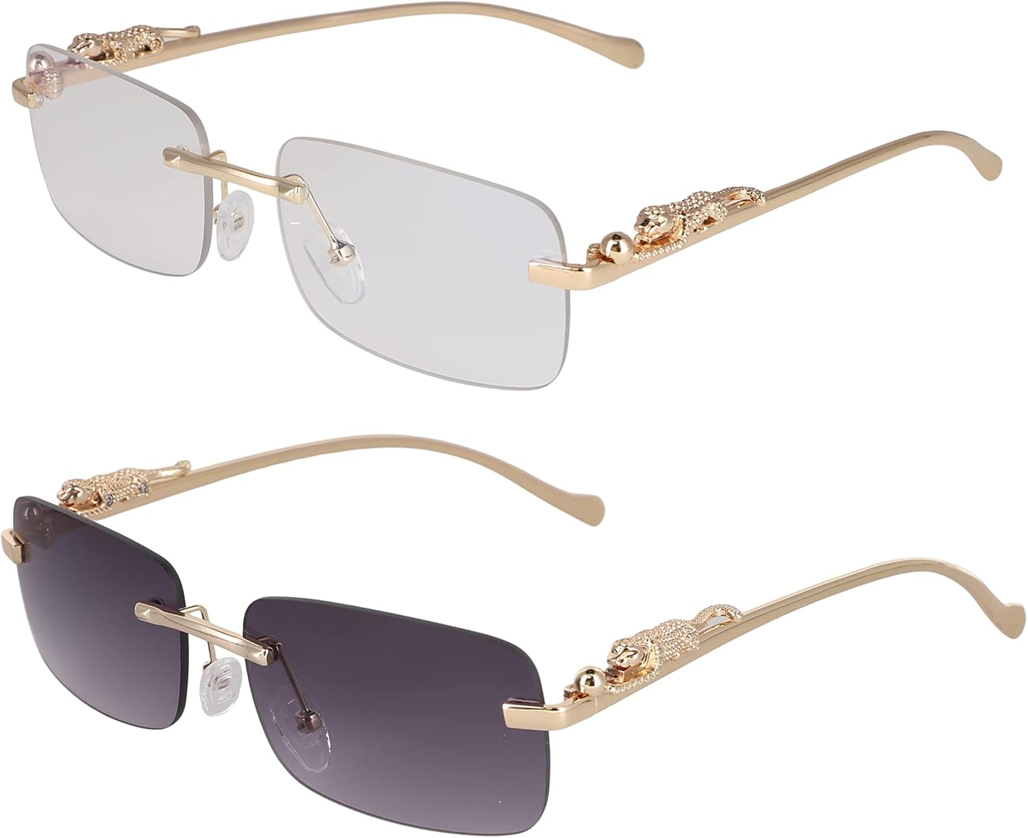 

Безупречные солнцезащитные очки большого размера без оправы для женщин и мужчин. Прямоугольные модные солнцезащитные очки без оправы (2 шт.: прозрачные и дымчатые) FLAWLESS EYEWEAR, 2 Pack: Clear and Smoke