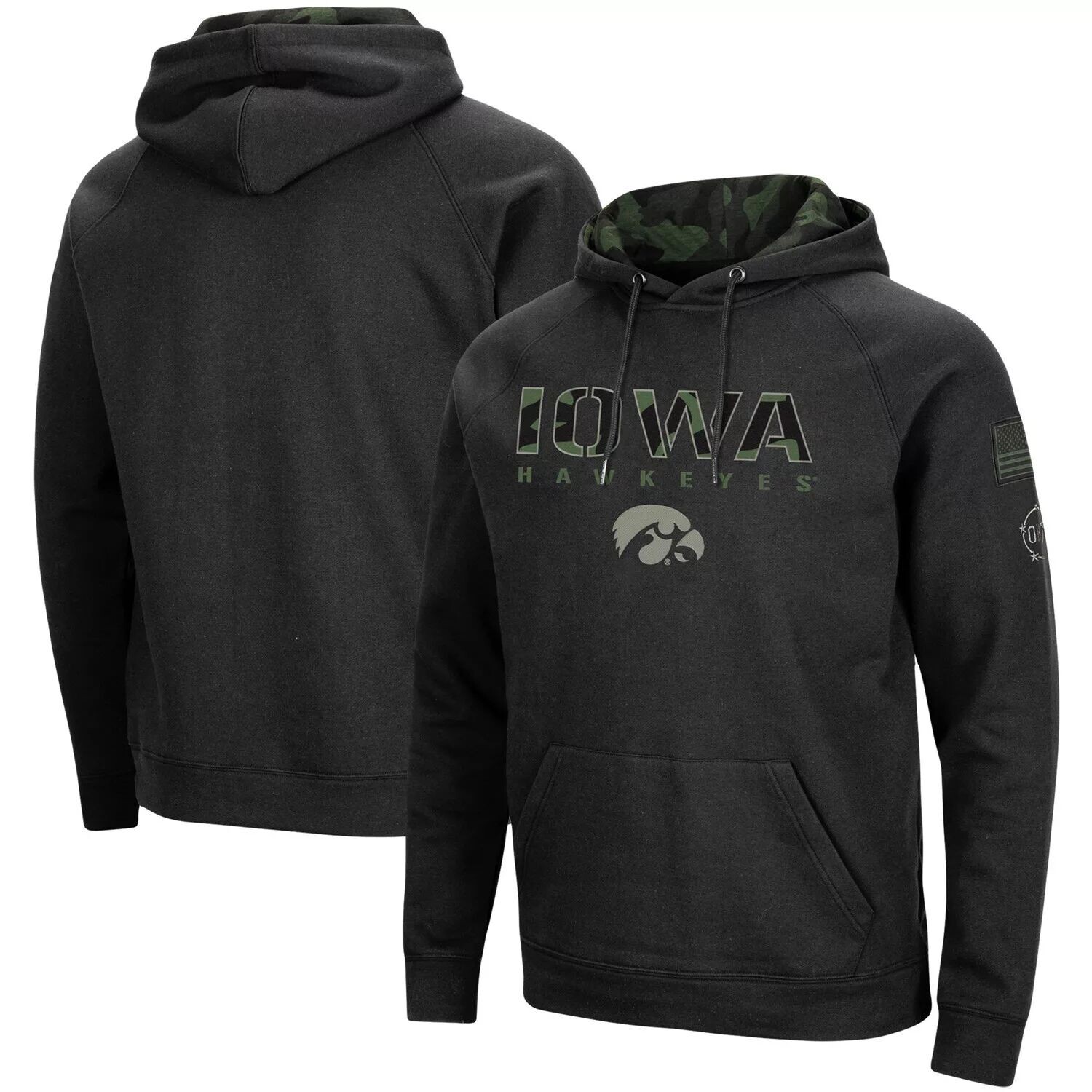 

Мужской черный пуловер с капюшоном Iowa Hawkeyes OHT Military Appreciation Camo Colosseum