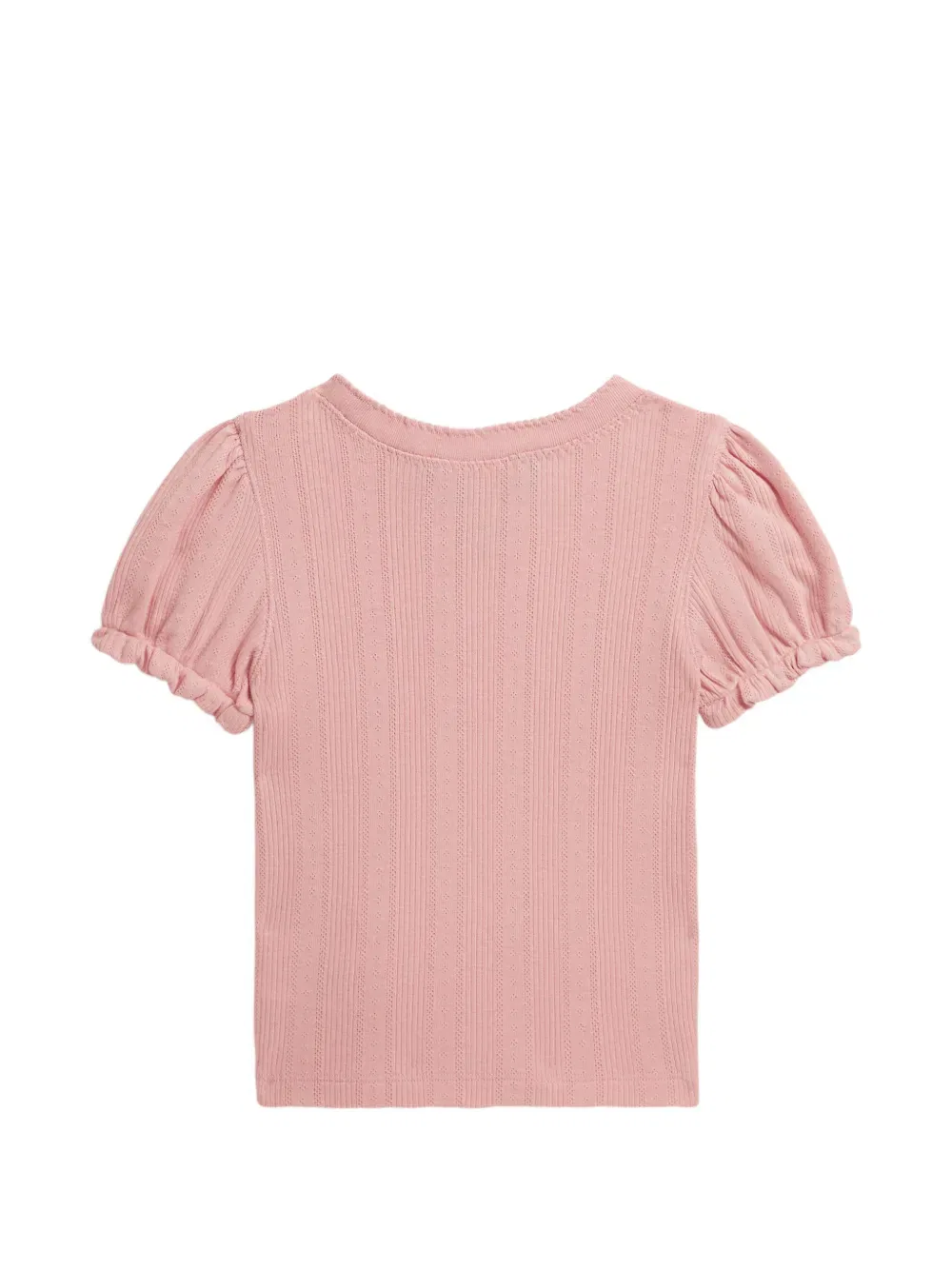 Футболка с пышными рукавами и фестончатой отделкой Polo Ralph Lauren Kids, розовый — фото 2