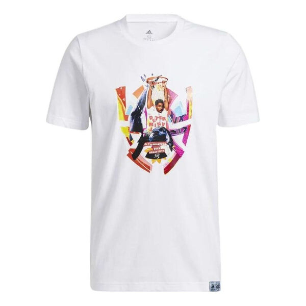 

Футболка adidas Abstraction Cartoon Basketball Sports Round Neck Short Sleeve White, белый