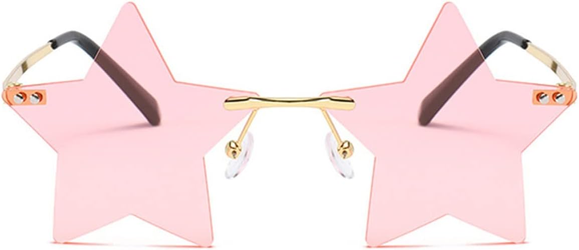 

Спортивные солнцезащитные очки без оправы в форме звезды, ретро-очки для пляжа, светоотражающие, модные женские солнцезащитные очки в стиле 90-х, ретро-очки Generic, Pink