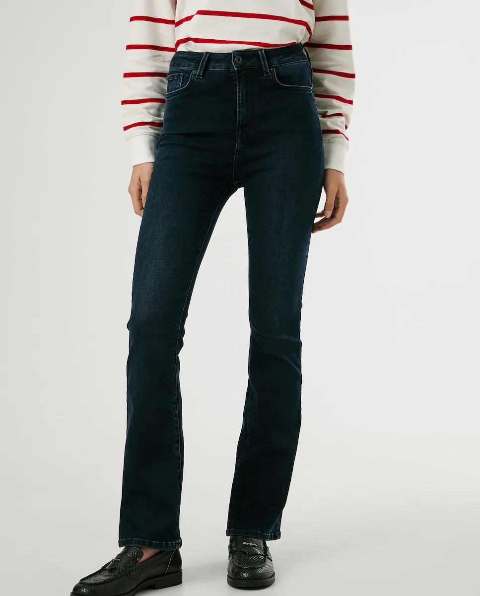 

Женские ковбойские джинсы с высоким вырезом из эластичной ткани Pepe Jeans, синий