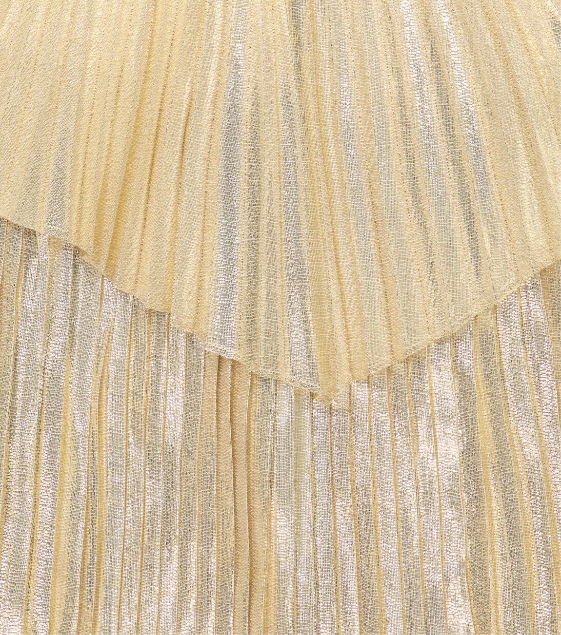 Мини-платье из плиссированного смесового шелка ламе Stella McCartney Kids, золотой — фото 3