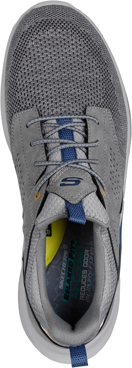 Мужские кроссовки Skechers Streetwear Slade - Breyer с вязаной сеткой, шнуровкой-банджи и четвертной вставкой, без шнурков, серый — фото 2